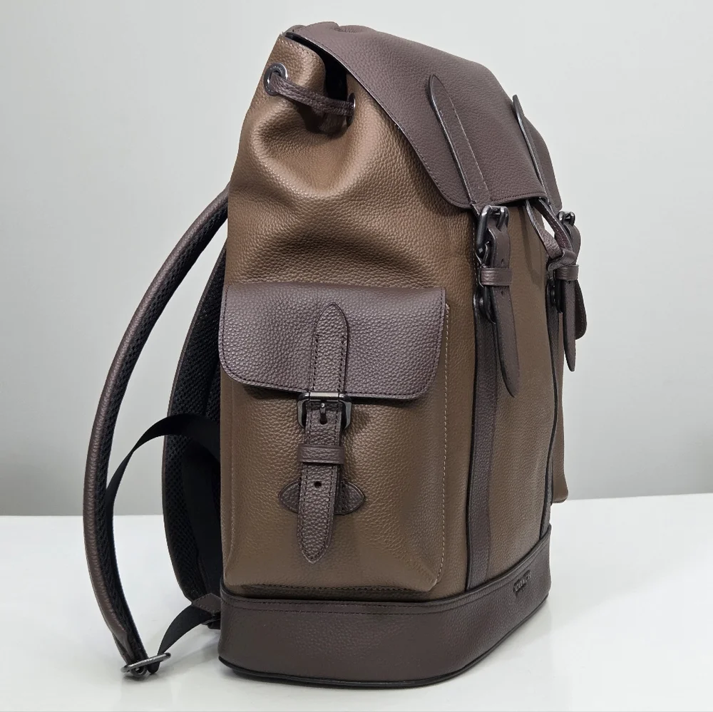 LIKE NEW COACH HUDSON BACKPACK BAG IN COLORBLOCK - GUNMETAL TOBACCO MAHOGANY
